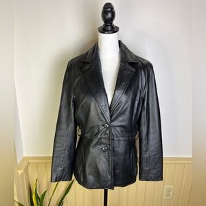 Wilsons Leather Vintage 90s Black Leather Thinsulate Chic Motorcycle Jacket